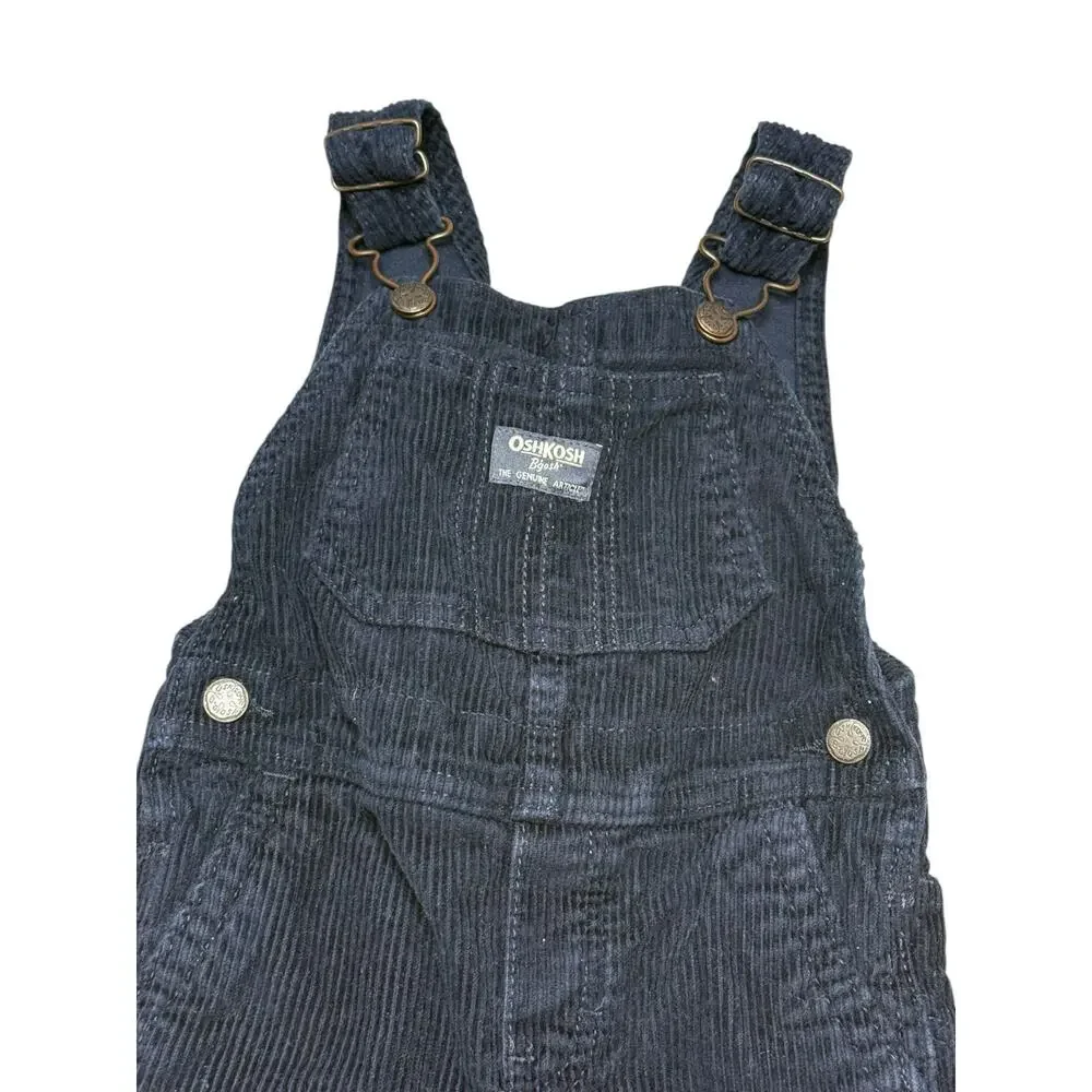 OshKosh B’gosh Navy Corduroy Overalls Toddler 24M Cargo Pockets Classic Vestbak